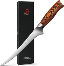 7” Fillet Knife, Flexible German Steel Boning Knife, Pakkawood Handle
