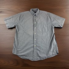 Eddie Bauer Seersucker Shirt Mens M Plaid Short Sleeve Button Up Outdoors Camp