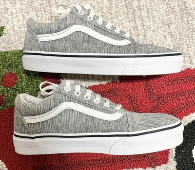 VANS Off The Wall Gray Rib knit corduroy Shoes Low  Mens 6 Women 7.5