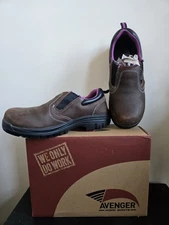 Avenger Women's Foreman Composite Toe Waterproof Slip-On Work Shoe Brown/Purple