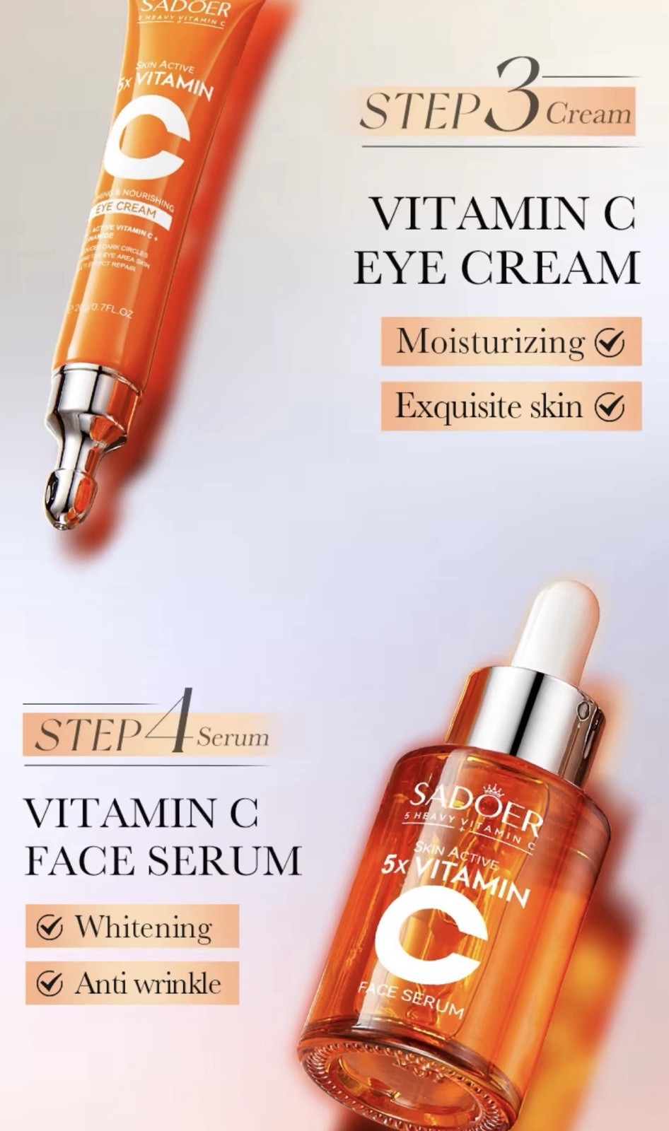 New Sadoer 5x Vitamin Sun Active  Skincare 6 Pcs Set