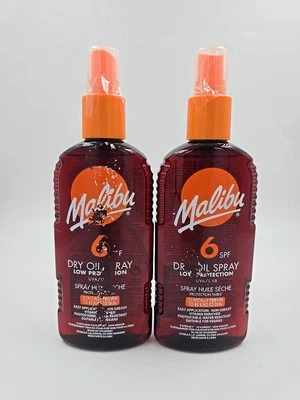 2 X Malibu Dry Tanning Oil Spray SPF6 200ml | Sun Protection & Tanning Oil