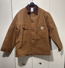 Carhartt Coat Mens Size 46 Brown Duck Blanket Lined Chore Workwear C01 BRN