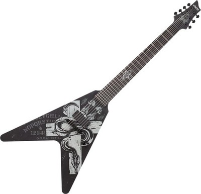 Schecter V-7 Chris Howorth Snake Cross Electric Guitar in Satin Black