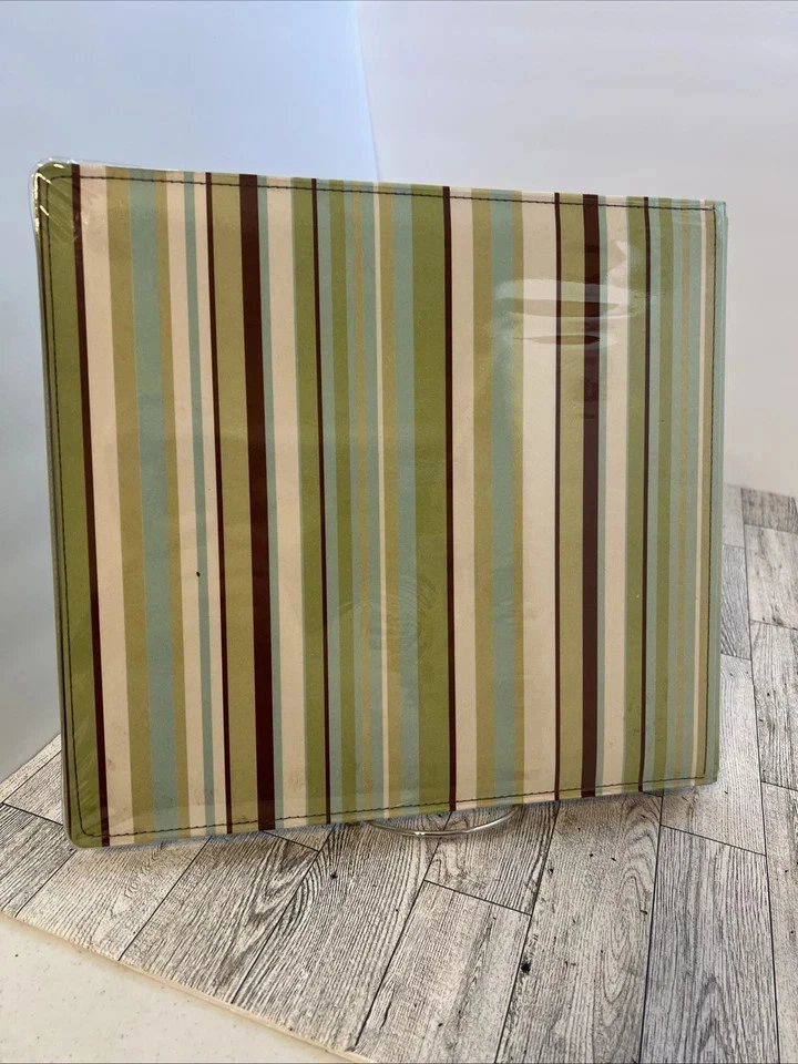 Álbum de recortes ColorBook 12x12 encuadernado con postes 10 páginas rayas verdes ventana frontal Foto 3 de 3