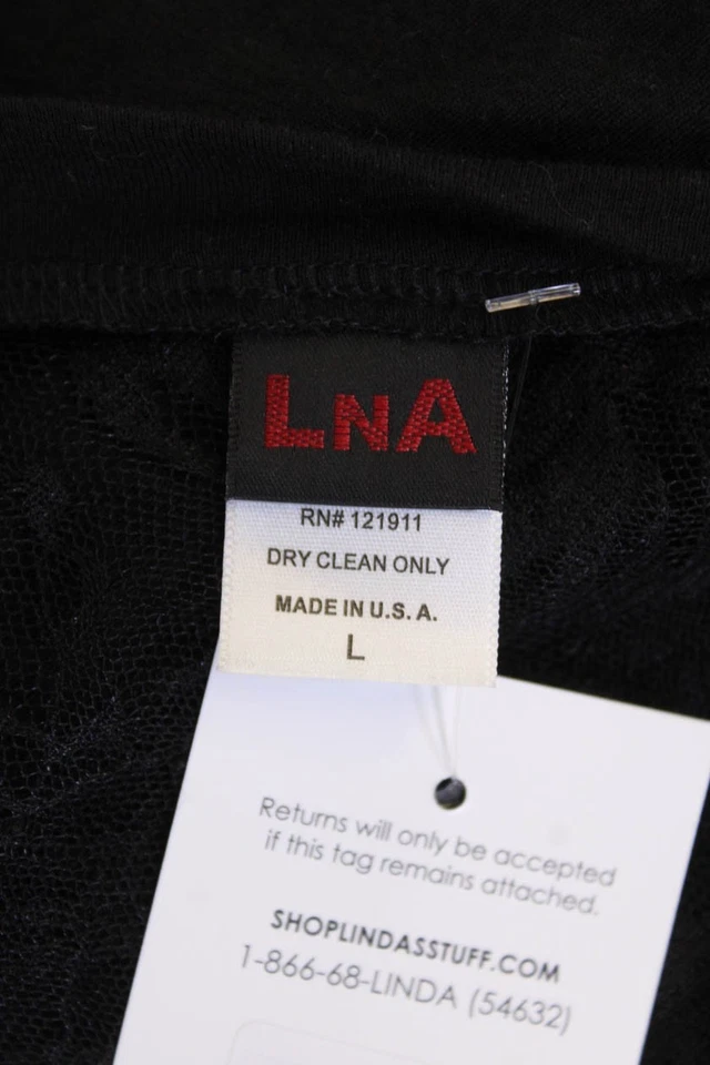 Camiseta LNA Mujer Algodón Encaje Espalda Cuello Redondo Manga Corta Negra Talla L Foto 4 de 4