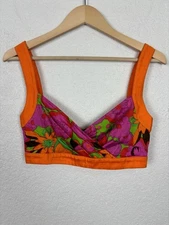 Mila Schon Women’s Crop Top Sz Small Floral Boho Festival Coachella 100% Cotton