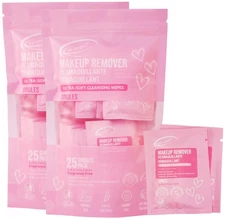 Makeup Remover Wipes Singles 25 Count (Pack of 2)  Extra Large 6" x 8"
