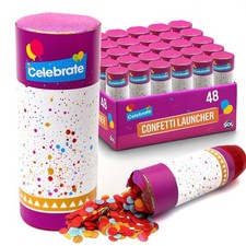 SOL 48pk Confetti Launchers Multicolour Paper Cannons Party Wedding Birthday