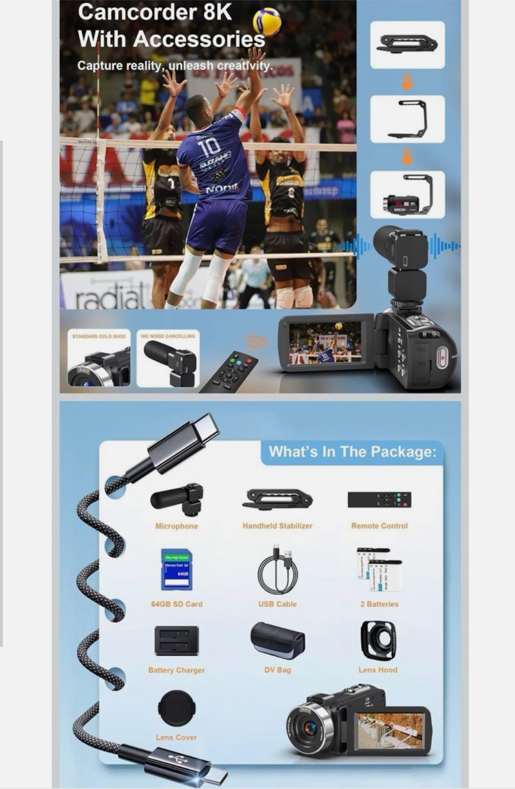 8K Video Camera 64MP Camcorder YouTube Vlogging Cameras 18X Digital Zoom.   J-10