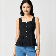 J.Crew Black Button Up Tank Top Womens Size 00 Grunge Fairycore Gypsy Whimsigoth