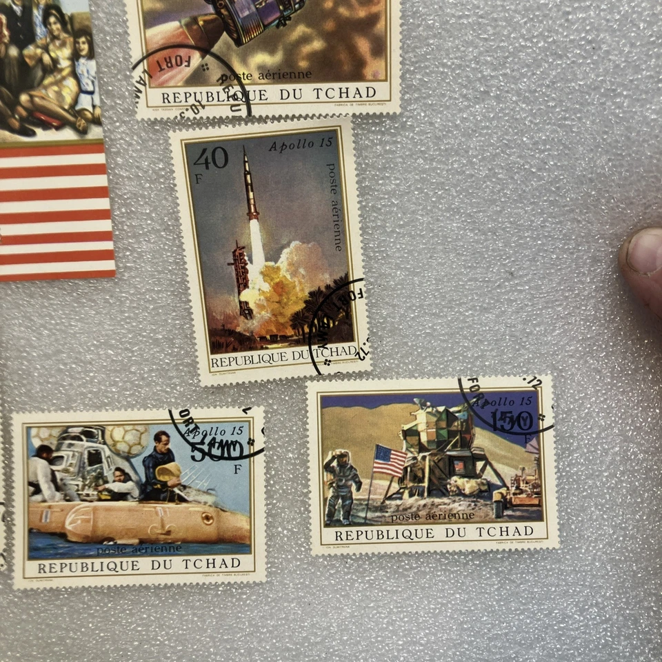Lote USADO 1972 - Sellos Chad C95-C101 - Apolo 15 alunizaje, incl. Sello en bloque. Foto 4 de 4