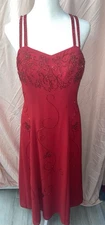 Red Dress Gown Beaded Embellished Womens Gown Size 8 Night Studio