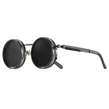 CRIXALIS Polarized Round Sunglasses ND9 Adjustable Dimming UV400 Retro Punk