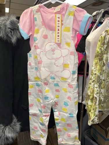 Vintage New With Tag Toddler Friemanit 2 Piece Overall Set 3T Cute For Easter - Picture 1 of 5