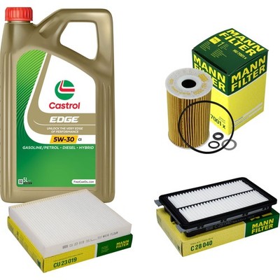 MANN Inspektionspaket 5L CASTROL EDGE 5W-30 C3 für KIA Sportage 1.7 CRDi