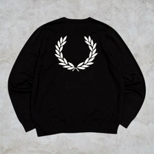 Maglione Maglione Fred Perry Grafica Corona di Alloro Nuovo con etichette Nero Uomo XL Casual Mod