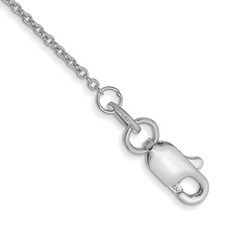 Real 10K White Gold 1mm Cable Chain Anklet; 9 inch; Lobster Clasp