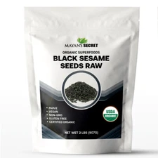 Organic Black Sesame Seeds 2 Lbs Raw Unhulled Lab-Tested