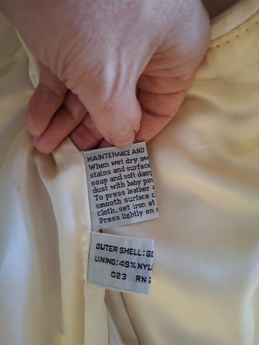 Vintage 80s Members Only Europe Craft Bomber Jacket Mens White Leather - Picture 8 of 9