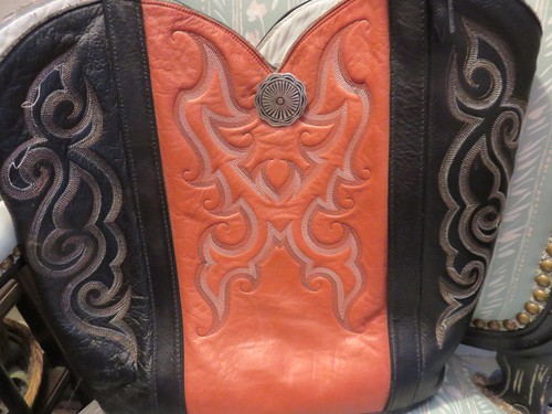 Vintage ERDA Western Boot Design Leather Handbag/Tote w Sunglass Case - Picture 4 of 12