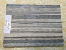 NUEVO CON ETIQUETAS Chilewich (1) Juego de 4 Manteles Vinilo Manteles Gris Rayado 14"x 19" NUEVO