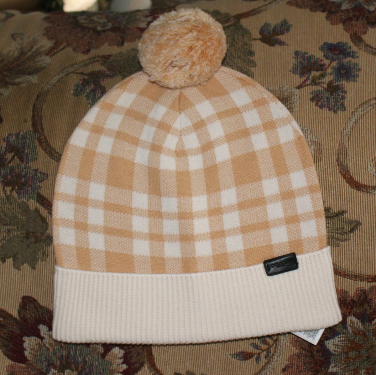 Coach Plaid Pom Hat Caramel 20156 | eBay