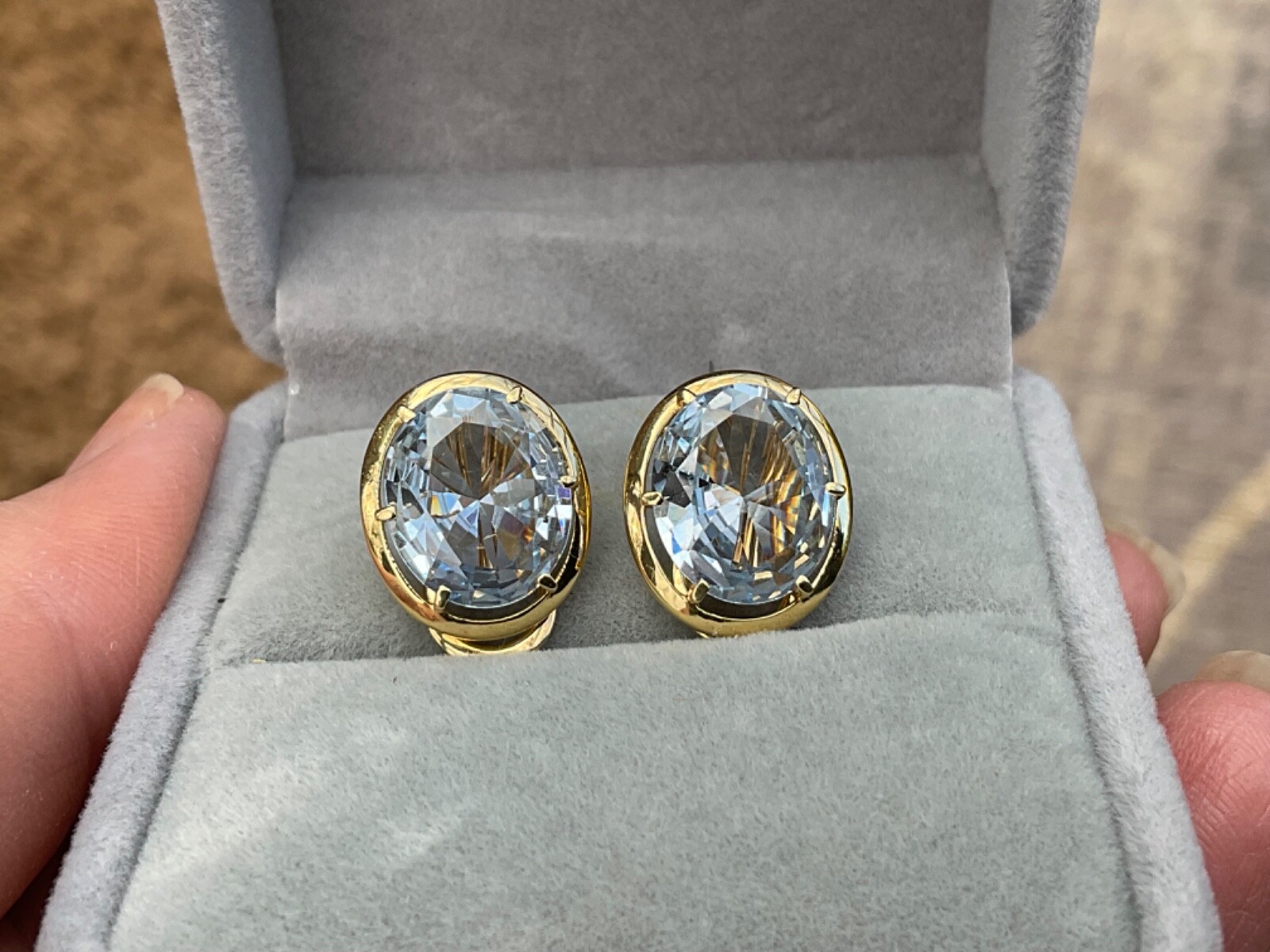 18ct gold aquamarine earrings eBay