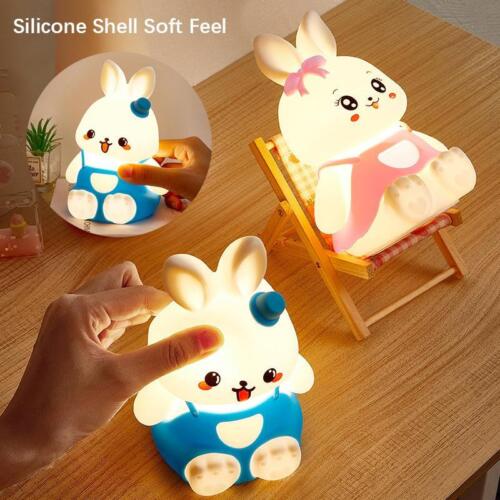 Lampada coniglio in silicone con batteria simpatica bambini luci notturne 5 colori led che cambiano - Foto 23 di 26