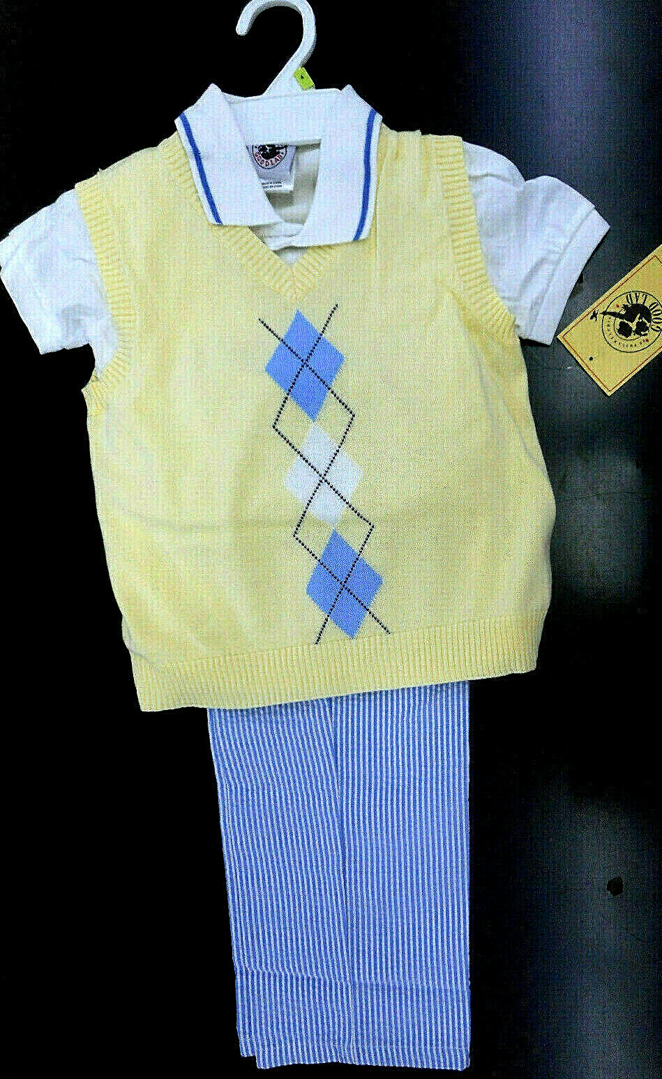 Boys Good Lad $62 Vest Polo Shirt & Sear Sucker Pants 3PC Set Sizes 5 - 7