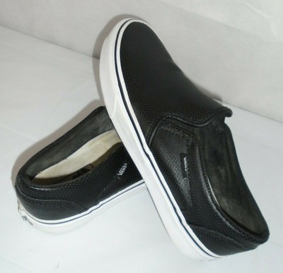 vans classic slip on shoes black perforated leather