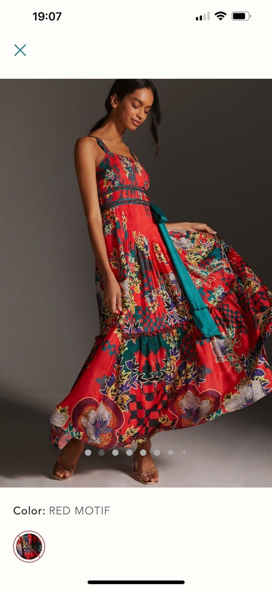 Anthropologie Bhanuni By Jyoti Pleated Floral Dress Small