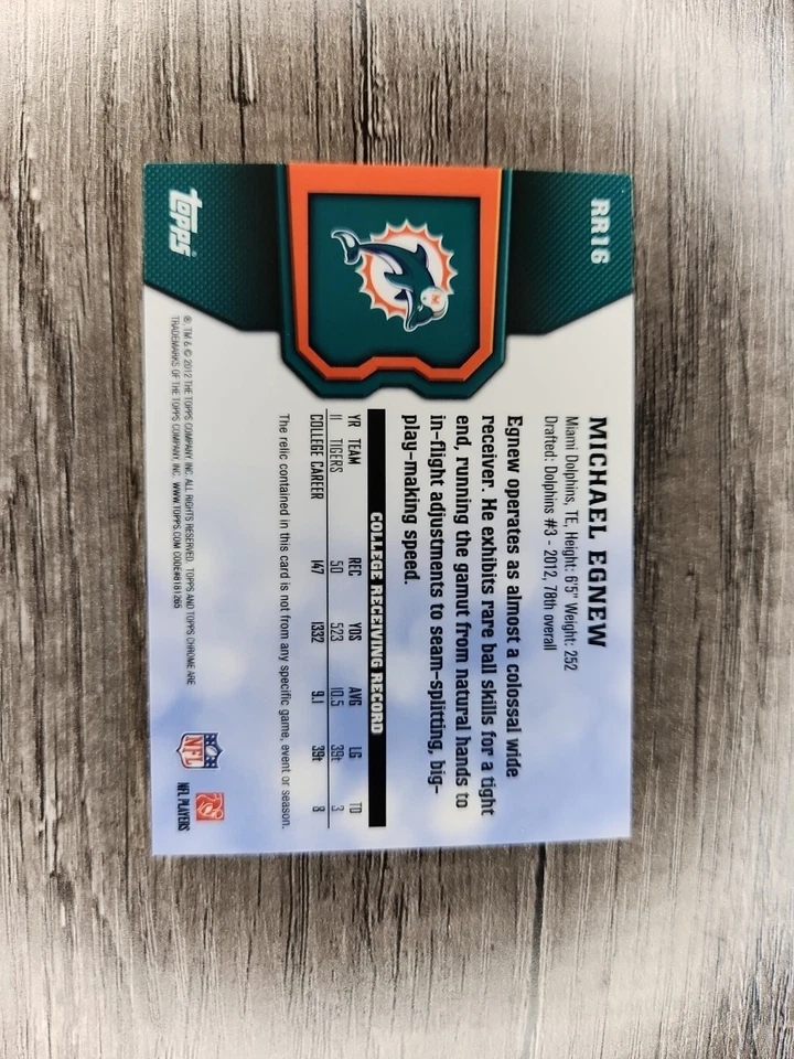 2012 Topps Chrome Rookie Relics#RR16 Michael Egnew - Image 3 of 3