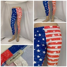 Ambiance Leggings XL Red White Blue USA Fitted Made In USA YGI Y1-34