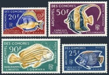 Comoro Isls 74-75, C23-C24, MNH.Mi 88-91. Pez 1968. Cirujano-pez, pez ángel, ídolo.