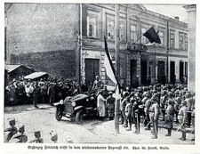 Erzherzog Friedrich trifft in dem wiedereroberten Przemysl ein Auto 1. WK. 1915