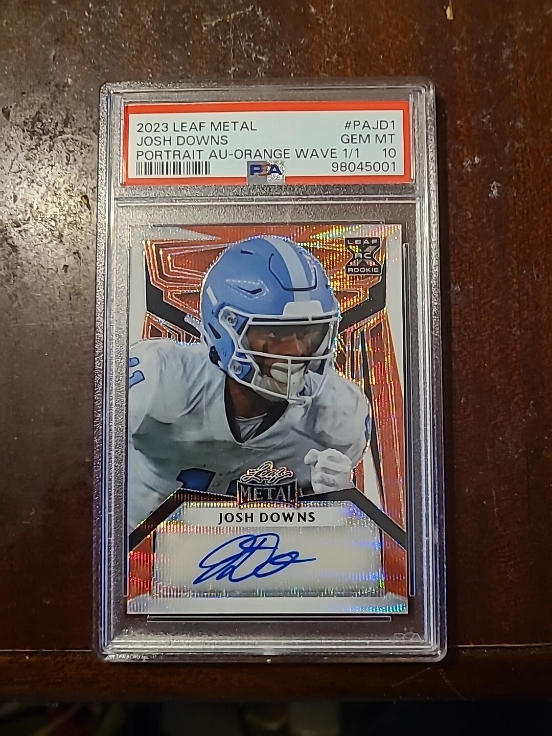 Josh Downs Leaf Metal Portrait Autograph #PAJD1 Orange Wave 1/1