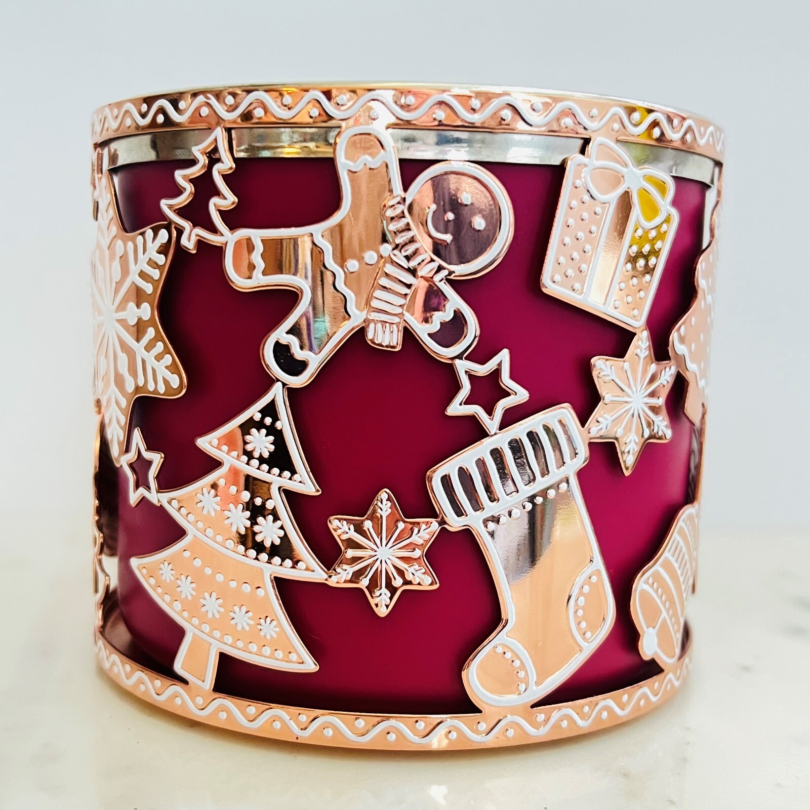 Bath & Body Works GINGERBREAD ORNAMENTS 3Wick CANDLE HOLDER Christmas