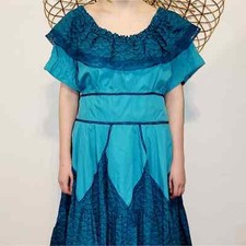 Vintage 1970s Turquoise/Green/Blue Renaissance Prairie Square Dance Dress