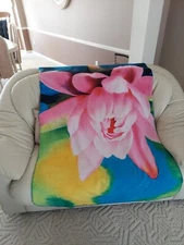 FLEESE BLANKET ONE LAYER MULTI COLOR SIZE 38×60