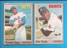 1970  OPC Lot of 2 Star Outfielders: TOMMIE AGEE Mets + RICO CARTY Braves    VG