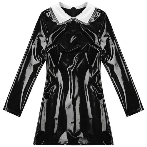 Mini vestido ceñido al cuerpo de charol brillante para mujer ropa de club nocturno vestido desnudo - Imagen 17 de 27