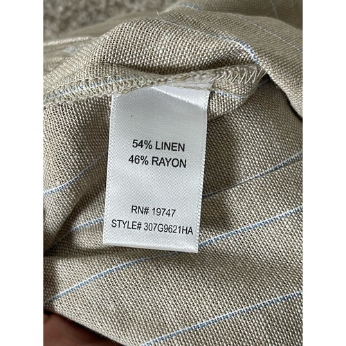 NWT Land'n Sea Linen Coastal Beachy Elastic Waist Pocket Striped Capri Cream M - Picture 6 of 9