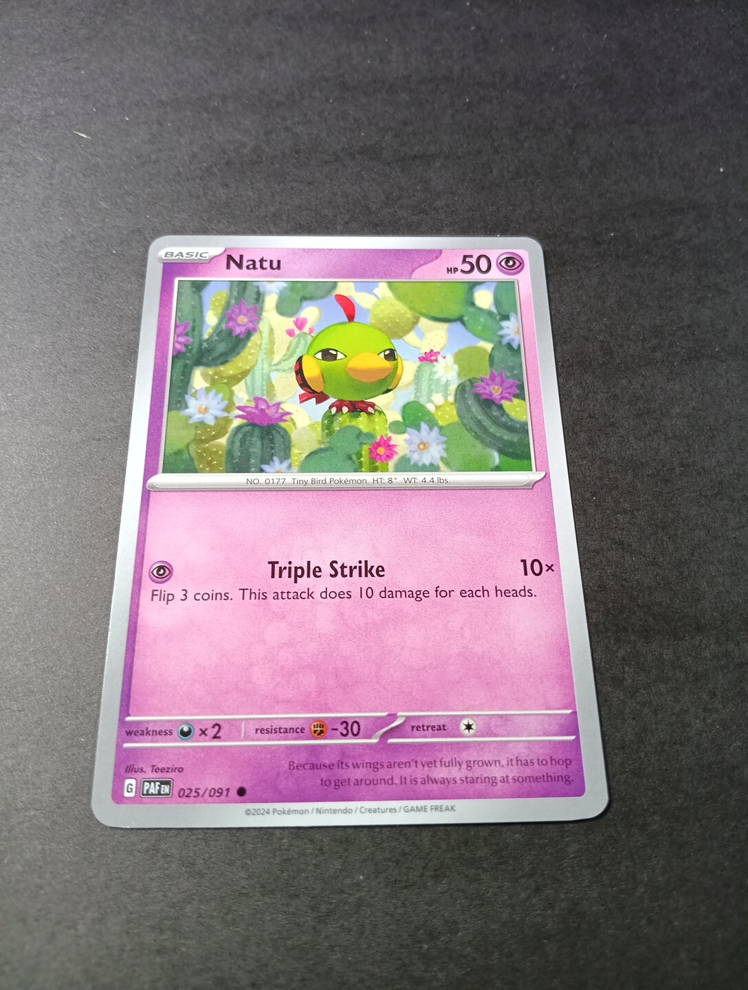 Pokemon Paldean Fates Natu Common Card 025/091 NM