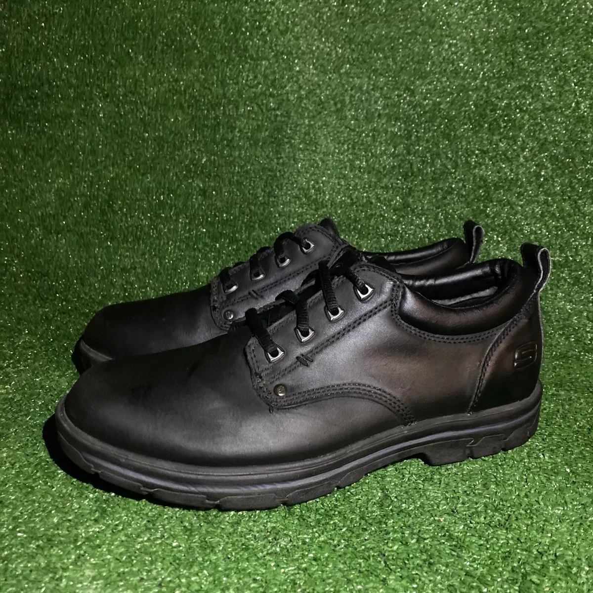 Sund og rask tro specificere Skechers Segment Rilar Relaxed Fit Black Leather Oxford Shoes Mens Sz 11 |  eBay