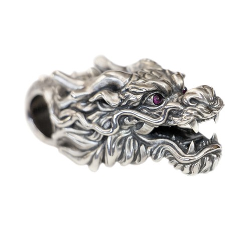 Ciondolo drago LINSION occhi zirconi rosso viola argento sterling 925 dettagli TA456A - Foto 9 di 12