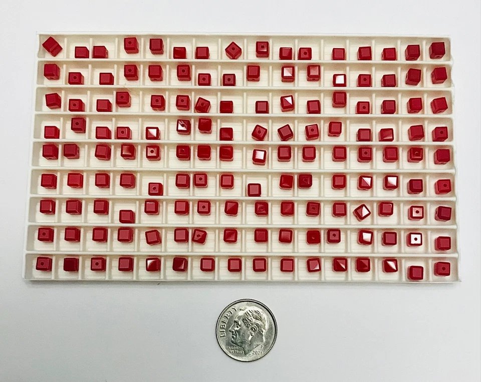 Factory Package Vintage Swarovski® Crystal Cube Beads #5601- 4mm -DARK RED CORAL - Image 4 of 4