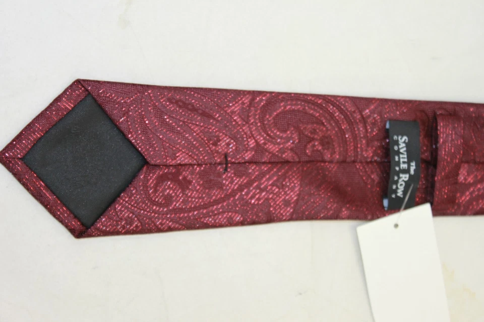 Corbata Saville Row Co para hombre roja morrena cachemira mezcla seda Foto 4 de 4