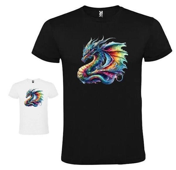 Camiseta con dragón colorida