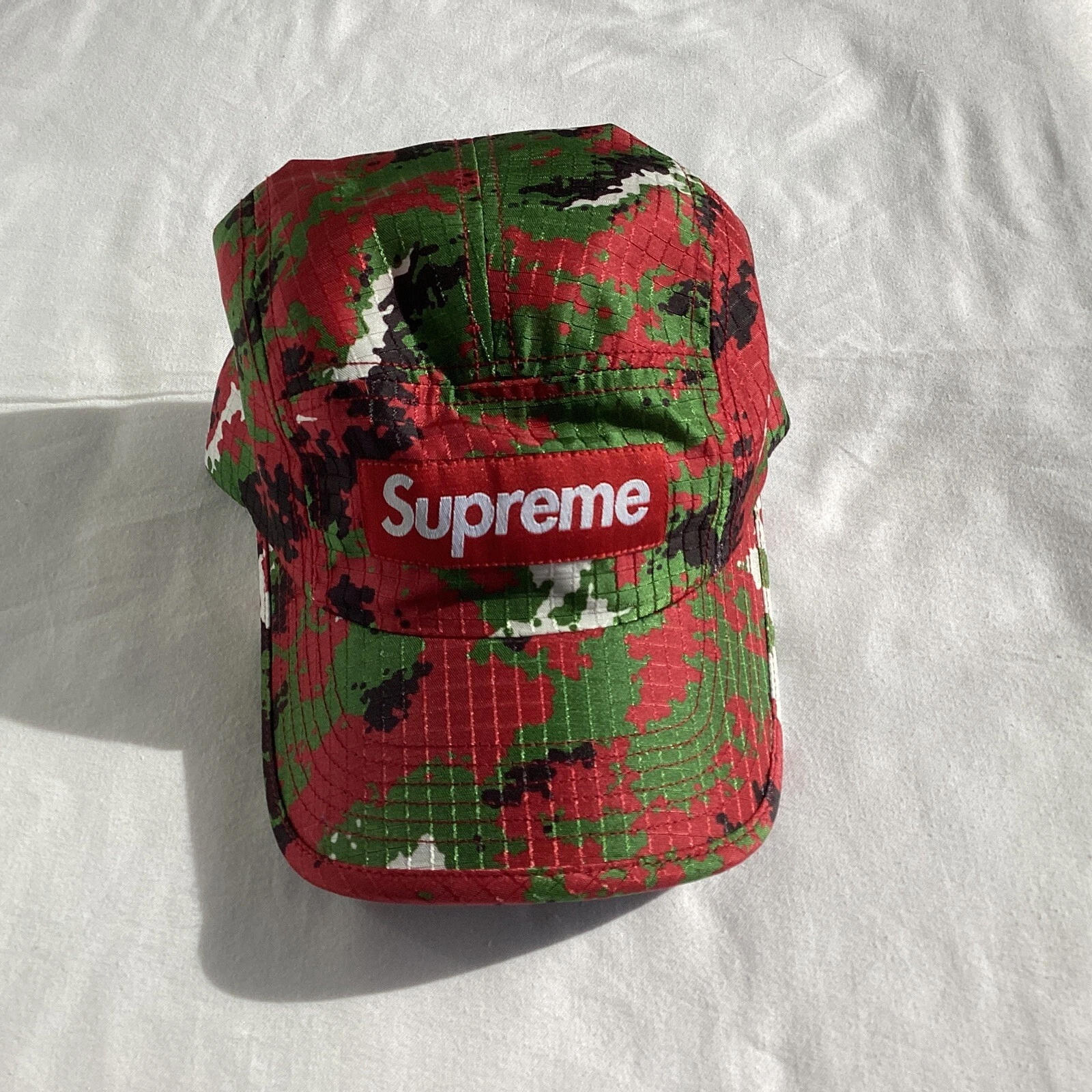 Casquette de camp Supreme RipStop camouflage rouge 100 % authentique réglable neuve avec étiquettes